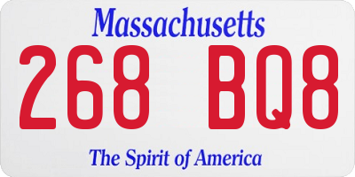 MA license plate 268BQ8