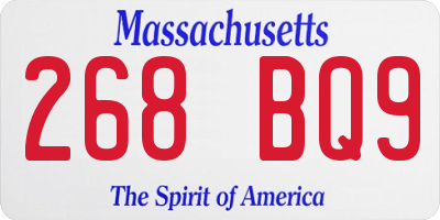 MA license plate 268BQ9
