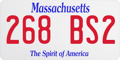 MA license plate 268BS2