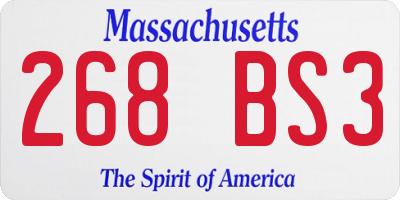 MA license plate 268BS3