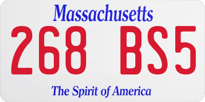 MA license plate 268BS5