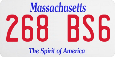 MA license plate 268BS6