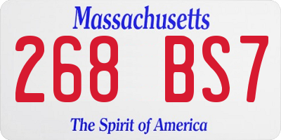 MA license plate 268BS7