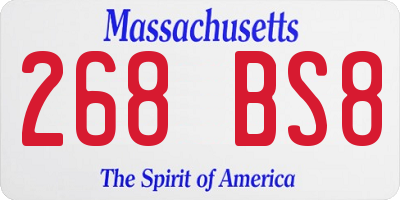 MA license plate 268BS8