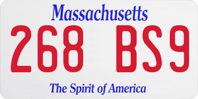 MA license plate 268BS9