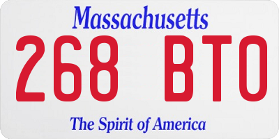 MA license plate 268BT0