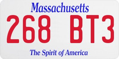 MA license plate 268BT3