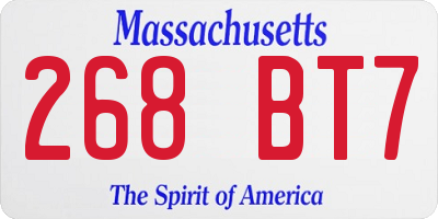 MA license plate 268BT7