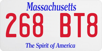 MA license plate 268BT8