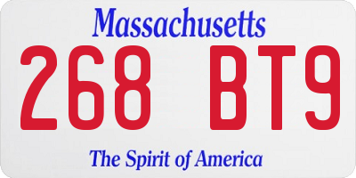 MA license plate 268BT9