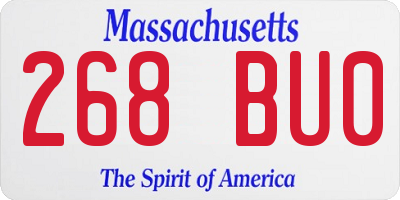MA license plate 268BU0