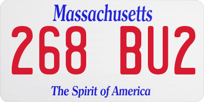 MA license plate 268BU2