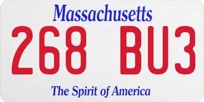 MA license plate 268BU3