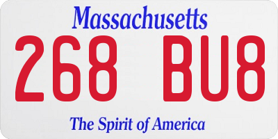 MA license plate 268BU8