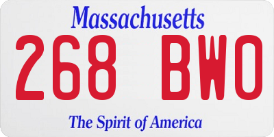 MA license plate 268BW0
