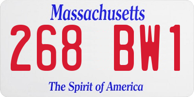 MA license plate 268BW1