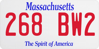 MA license plate 268BW2