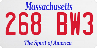 MA license plate 268BW3