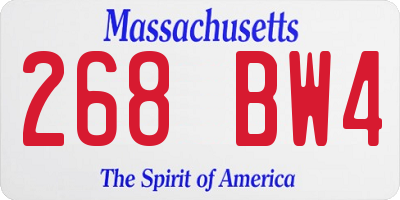 MA license plate 268BW4