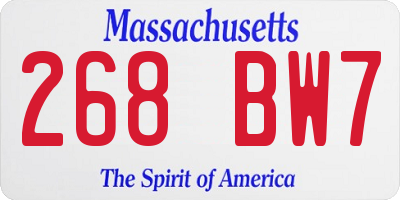 MA license plate 268BW7