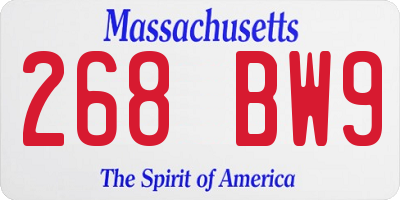 MA license plate 268BW9