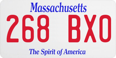 MA license plate 268BX0