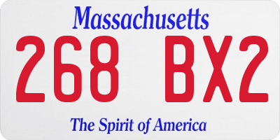 MA license plate 268BX2