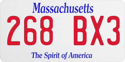 MA license plate 268BX3