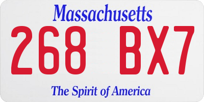 MA license plate 268BX7