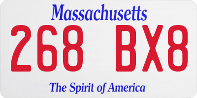 MA license plate 268BX8