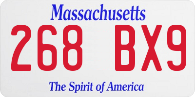 MA license plate 268BX9