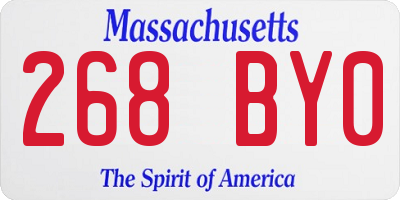 MA license plate 268BY0