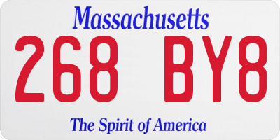 MA license plate 268BY8