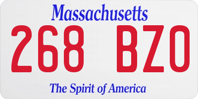 MA license plate 268BZ0
