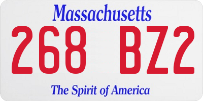 MA license plate 268BZ2