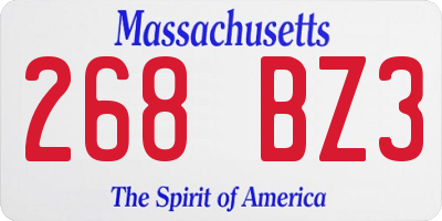 MA license plate 268BZ3