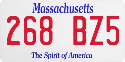 MA license plate 268BZ5