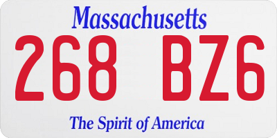 MA license plate 268BZ6