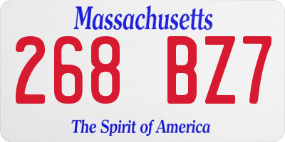 MA license plate 268BZ7