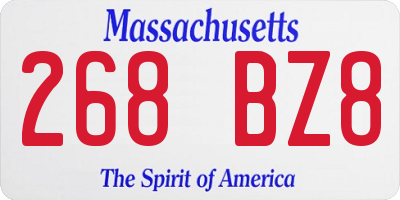 MA license plate 268BZ8