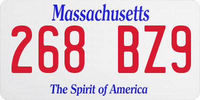 MA license plate 268BZ9