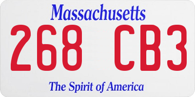 MA license plate 268CB3