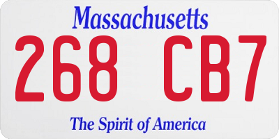 MA license plate 268CB7