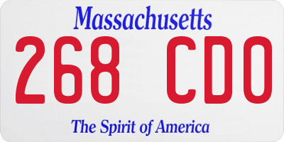 MA license plate 268CD0