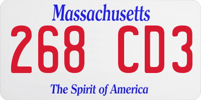 MA license plate 268CD3