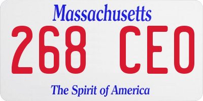 MA license plate 268CE0