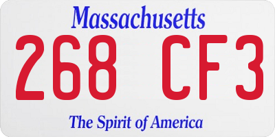 MA license plate 268CF3
