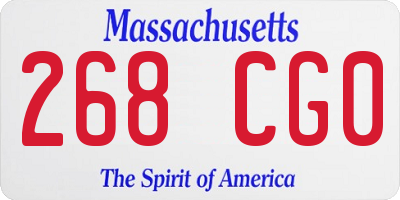 MA license plate 268CG0
