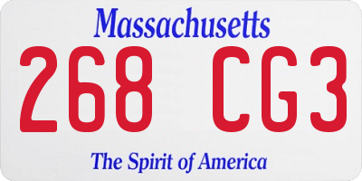 MA license plate 268CG3