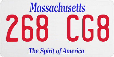 MA license plate 268CG8